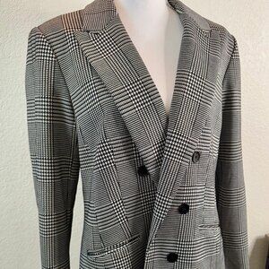 Bar III Black and white professional plaid checkered blazer